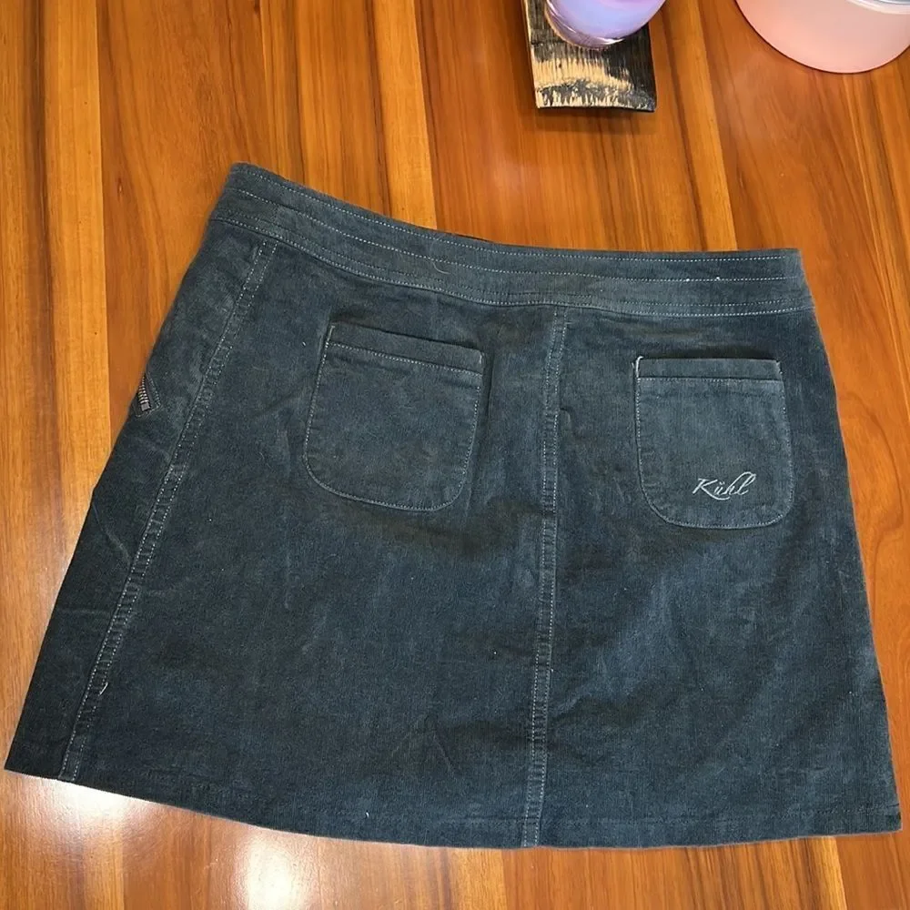 Kuhl Streamline Corduroy Button Front Skirt in Gray Size 8